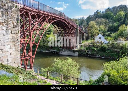 The image is of the famous ironbridge that spans the River Seven at Ironbridge. Manufactured piece by piece at Coalbrookdale Ironworks in 1779 Stock Photo