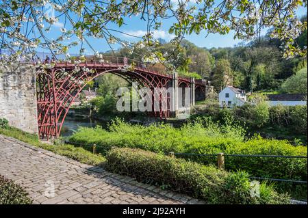 The image is of the famous ironbridge that spans the River Seven at Ironbridge. Manufactured piece by piece at Coalbrookdale Ironworks in 1779 Stock Photo