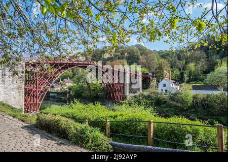 The image is of the famous ironbridge that spans the River Seven at Ironbridge. Manufactured piece by piece at Coalbrookdale Ironworks in 1779 Stock Photo