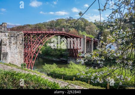 The image is of the famous ironbridge that spans the River Seven at Ironbridge. Manufactured piece by piece at Coalbrookdale Ironworks in 1779 Stock Photo