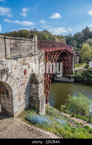 The image is of the famous ironbridge that spans the River Seven at Ironbridge. Manufactured piece by piece at Coalbrookdale Ironworks in 1779 Stock Photo