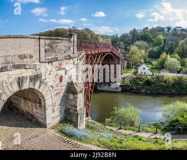 The image is of the famous ironbridge that spans the River Seven at Ironbridge. Manufactured piece by piece at Coalbrookdale Ironworks in 1779 Stock Photo