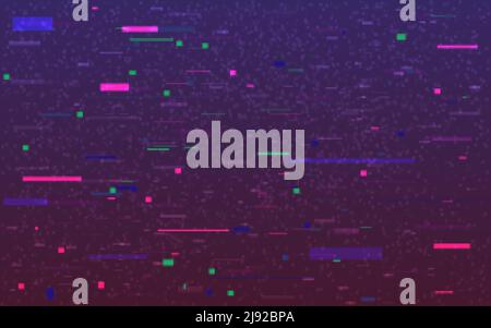 Glitch color pixels. Cyberpunk digital texture. Disintegration video effect. Abstract color distortions and shapes. Static broken signal. Vector Stock Vector