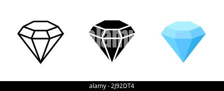 Diamond vector outline value icon. Diamond gem clipart jewel marriage symbol gemstone line flat image Stock Vector