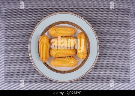 biscuits handmaded on a plate at white background Stock Photo