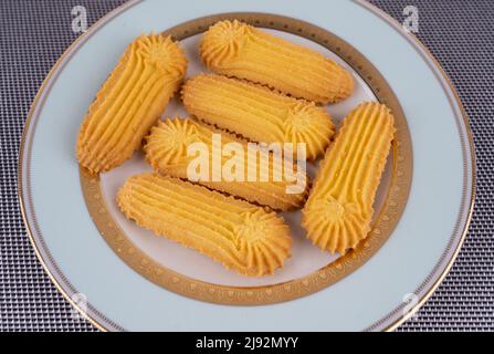 biscuits handmaded on a plate at white background Stock Photo