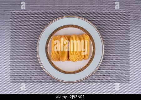 biscuits handmaded on a plate at white background Stock Photo
