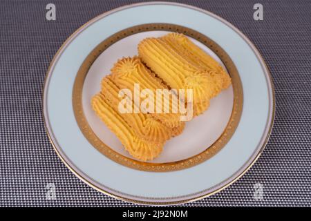 biscuits handmaded on a plate at white background Stock Photo