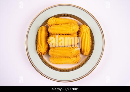 biscuits handmaded on a plate at white background Stock Photo