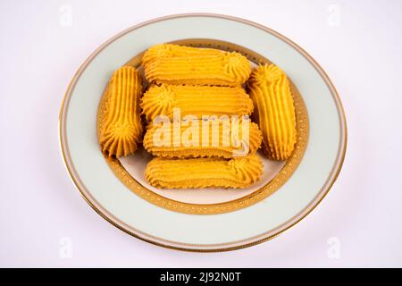 biscuits handmaded on a plate at white background Stock Photo