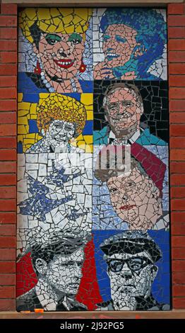 Coronation street, Mark Kennedy Mosaics of famous Mancunians at Afflecks Palace, Church St, Manchester,England, UK, M4 1PW Stock Photo