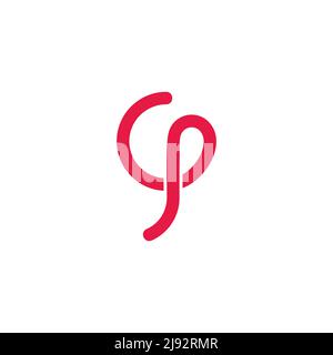 letter cp loop geometric line logo vector Stock Vector