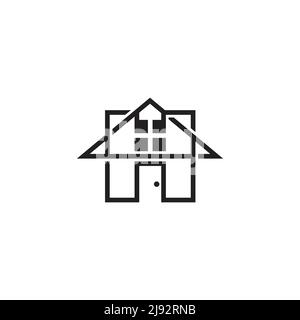 letter h linked triangle home roof lines geometric logo vector Stock Vector