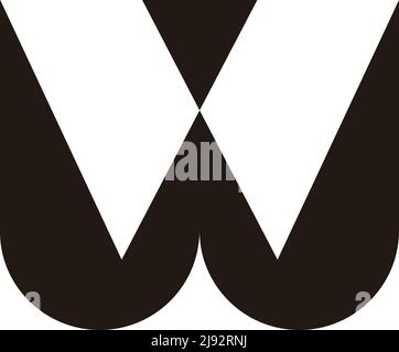 letter w simple geometric curves negative space logo Stock Vector