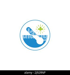 water traditional natural plus medical herbs symbol logo vector Stock Vector