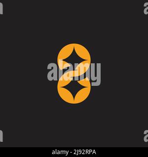 number two stars yellow geometric logo vector Stock Vector
