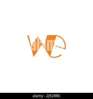 letter we simple linked line logo vector Stock Vector