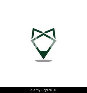 fox pencil simple geometric shadow logo vector Stock Vector