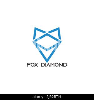 fox diamond shape simple geometric logo vector Stock Vector