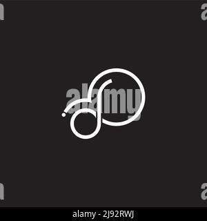 letter dj thin line thread thin geometric loop logo vector Stock Vector