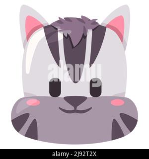 Zebra horse black stripped face mask illustration smile head wild animal smile and shape design cartoon flat kids children drawing Stock Vector