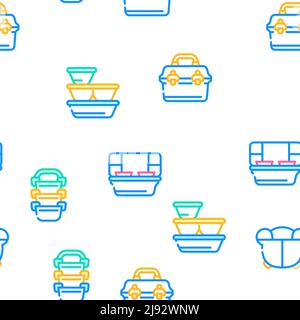 Lunchbox Dishware Vector Seamless Pattern Stock Vector