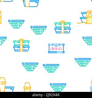 Lunchbox Dishware Vector Seamless Pattern Stock Vector