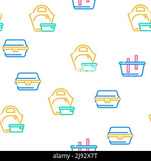 Lunchbox Dishware Vector Seamless Pattern Stock Vector