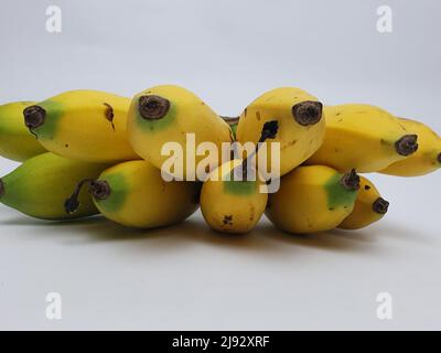 Yellow ripe banana which has many vitamins good for health is on a white background Stock Photo