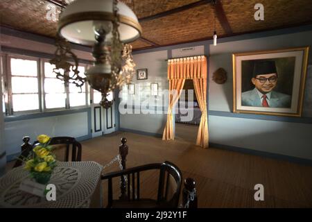 Living room of a house where Mohammad Hatta (Bung Hatta)—Indonesia's founding father and first vice president—was born and spent his early years, which is now a museum in Bukittinggi, West Sumatra, Indonesia. Stock Photo