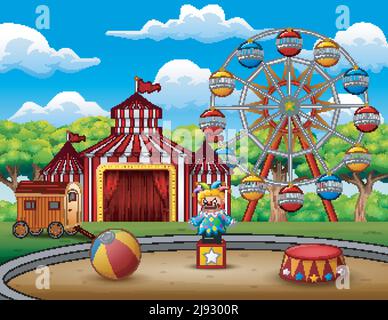 Amusement park background on the nature Stock Vector