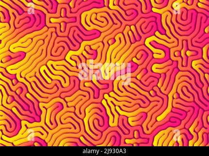 Abstract background with optical illusion generative pattern and vibrant fluid psychedelic colors Stock Vector