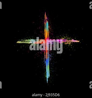 Multicolored religious cross. Happy easter. Vector illustration Stock Vector