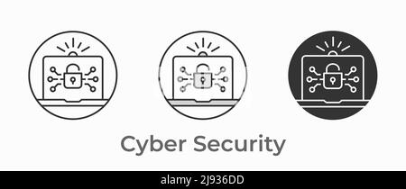 Cyber security icon. Black vector illustration isolated on white background for graphic and web design. Stock Vector