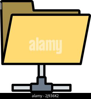 Shared Folder Icon. Editable Bold Outline With Color Fill Design. Vector Illustration. Stock Vector