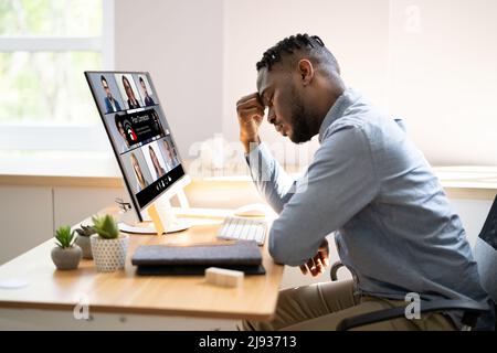 Video Conference Slow Internet Connection. Poor Signal Problem Stock Photo