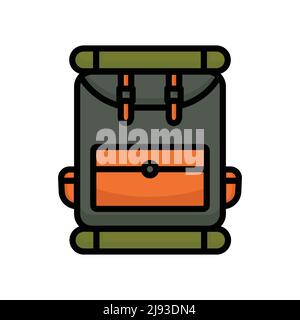 Camping bag icon vector. Bag, camping. Filled line icon style. simple design editable. Design simple illustration Stock Vector