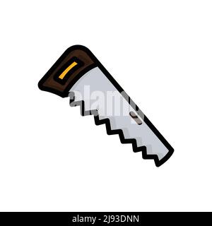 Saw icon vector. Tooling, furniture, felling. Filled line icon style. simple design editable. Design simple illustration Stock Vector