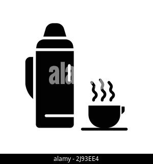 Hot water thermos and coffee cup icon vector. Hot drink. Solid icon style, Glyph. simple design editable. Design simple illustration Stock Vector