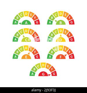 Energy efficiency in flat style. Ecological class vector illustration on isolated background. Electric performance sign business concept. Stock Vector