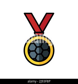 Medal icon vector. suitable for football Champion symbol, winner, sport. Filled line icon style. simple design editable. Design simple illustration Stock Vector