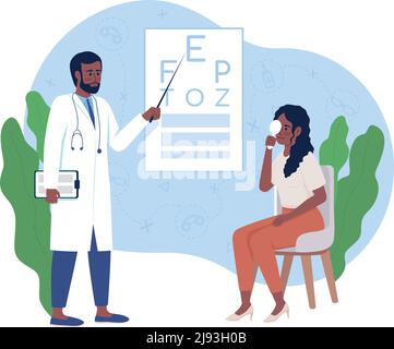 Eye examination 2D vector isolated illustration Stock Vector