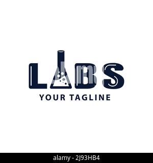 Lab design logo in word sign style,chemical bottle in letter A Stock Vector