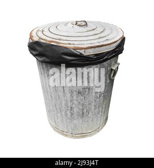 Old Trashcan Clipping Path Stock Photo - Download Image Now