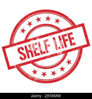SHELF LIFE text written on red round vintage rubber stamp. Stock Photo