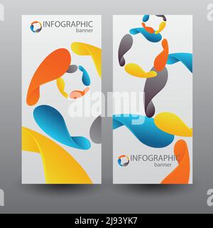 Infographic business vertical banners with colorful blades elements on gray background isolated vector illustration Stock Vector