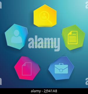Infographic business template with icons and colorful hexagons on light background vector illustration Stock Vector