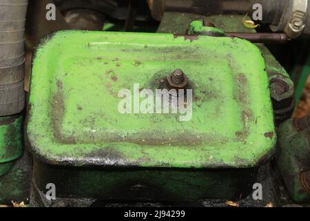 Large green colour electrical power generator. Electrical generator. Diesel generator. Stock Photo