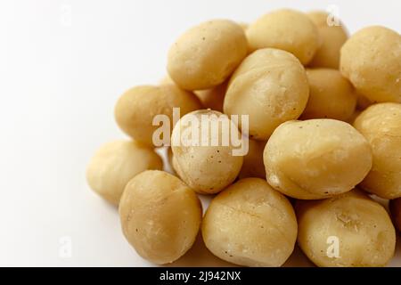 Macadamia on a white background Stock Photo