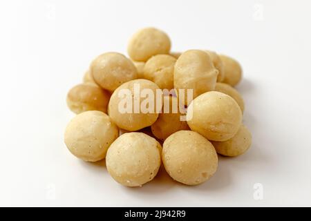 Macadamia on a white background Stock Photo